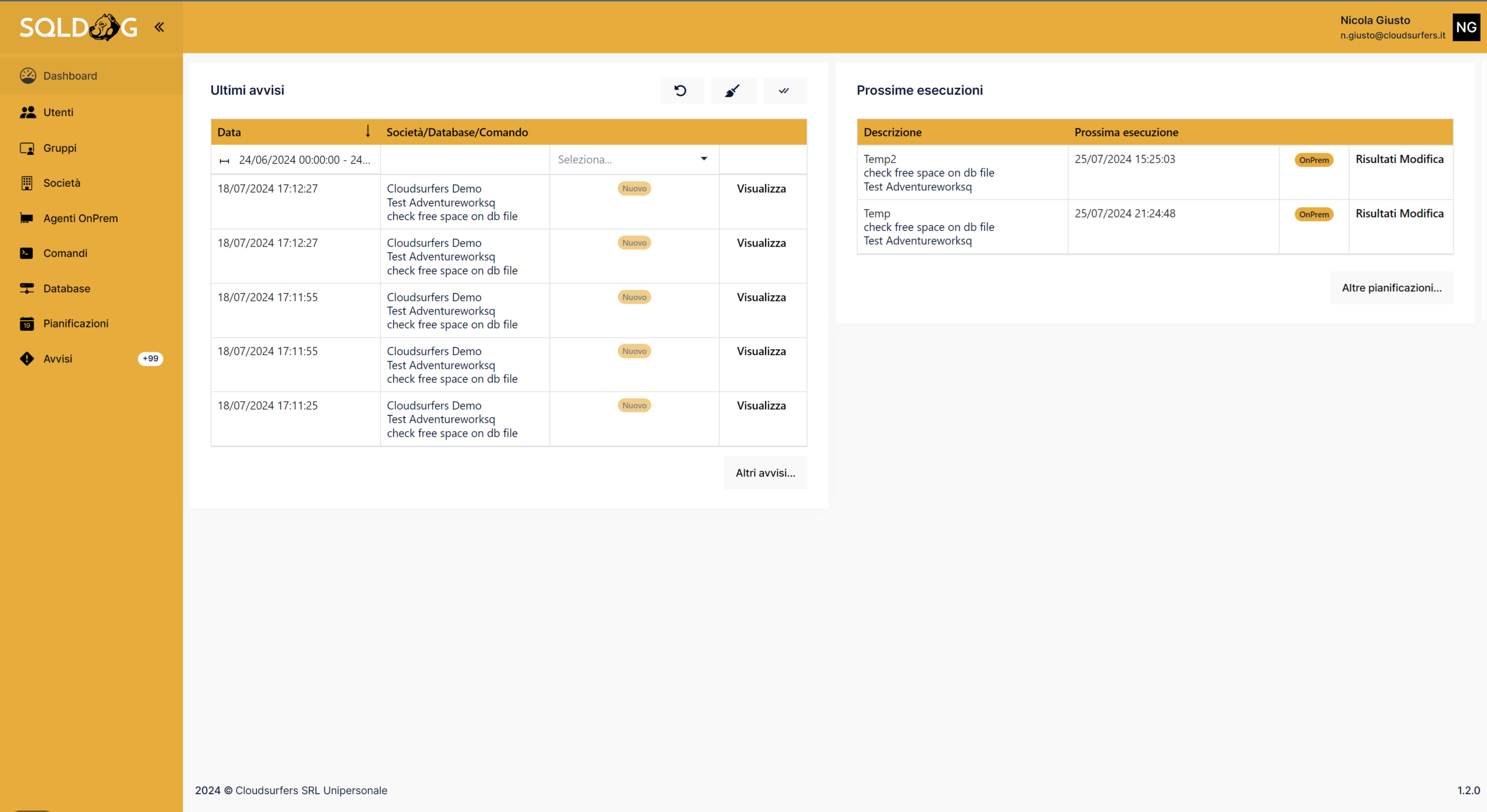 SQLdog dashboard